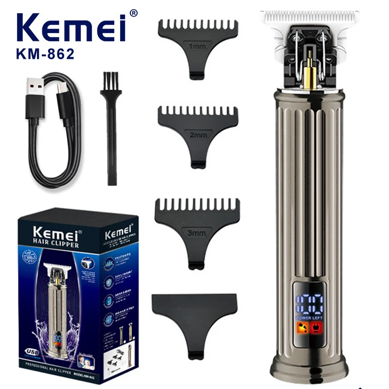 Kemei Professional pánske strihanie vlasov zastrihávač rezanie brady bezdrôtové holičské domáce spotrebiče cestovať