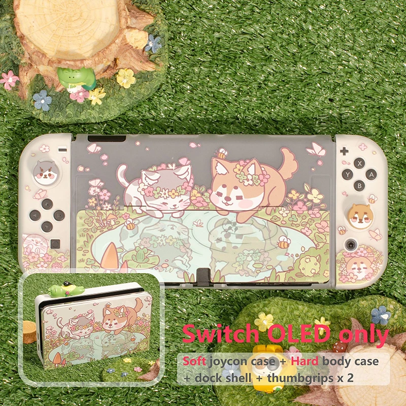Kemping mačka pre psov tvrdý PC puzdro pre Nintendo Switch OLED príslušenstvo Kawaii Shell Joycon Case for NS Switch Console Games Case Case