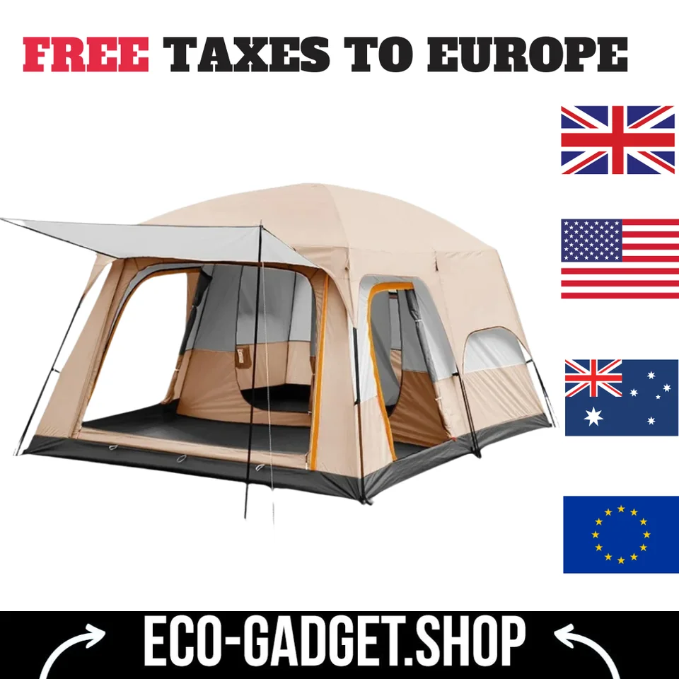 Kemping rodina Luxusný stan 4-12 Osoba Dvojité vrstvy Nadmerne nadmerné 2 izby Zhruba z dažďového odolného v prírode outdoorový rodinný tábor Tour Equipment