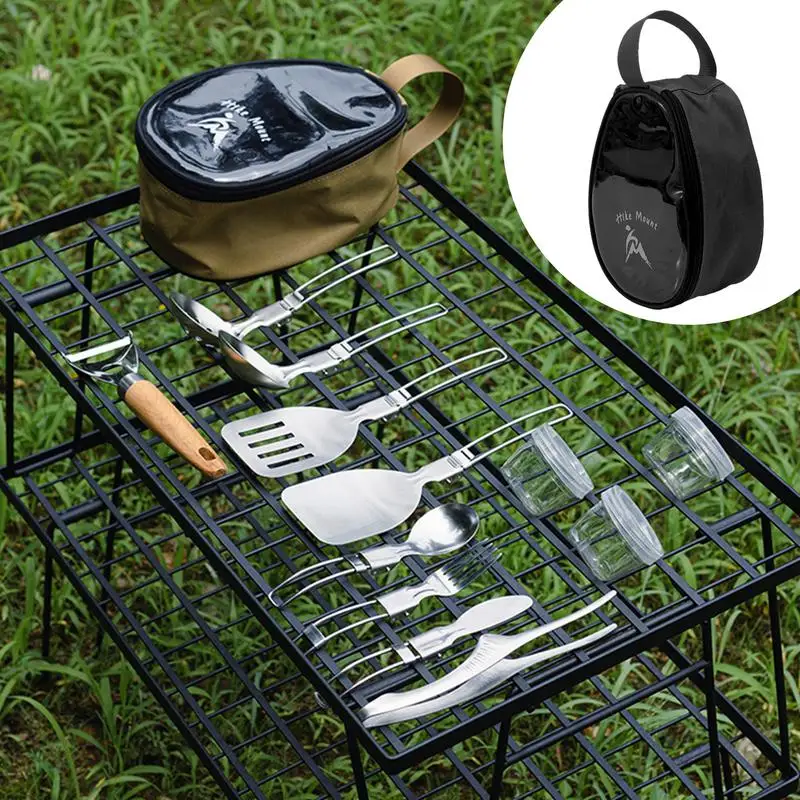 Kempingová kuchynská súprava 11ks varenie misky a vidlice BBQ Camping Kit kempingové doplnky Outdoor Pity Waetware pre