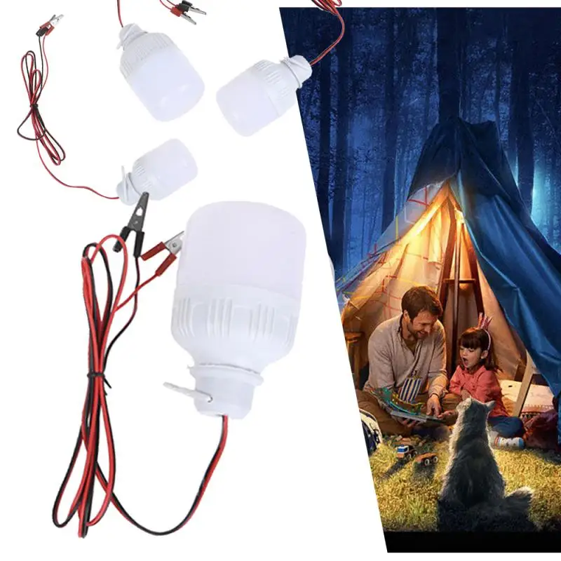 Kempingová lampa Mini žiarovka 12V LED Super svetlá vonkajšia nočná nočná rybárska závesná núdzová klipka Prenosná lampa trubice