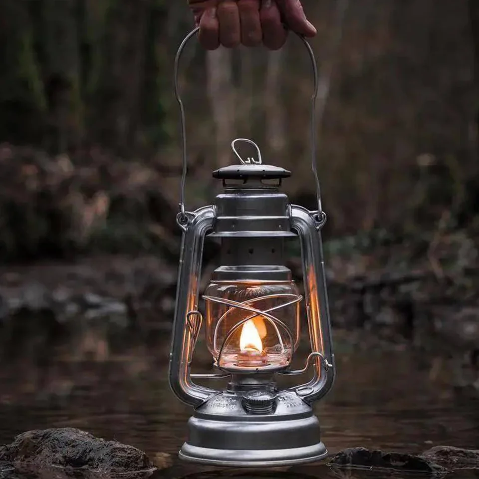 Kempingová lampa na kempingový hurikán olejová stolová lampa vonkajšia retro svetlá pre piknikový batoh kemping