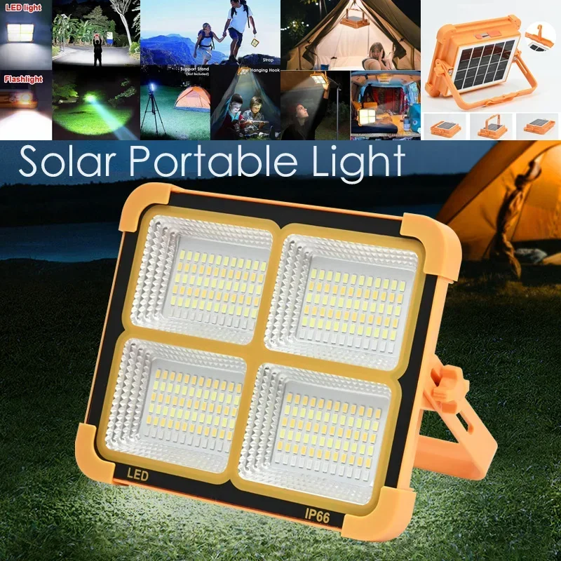 Kempingová lampa solárna prenosná prenosná dobíjateľná LED stanu svetlo s magnetom Vysoko výkonná baterka Power Bank Oprava núdzovej lampy