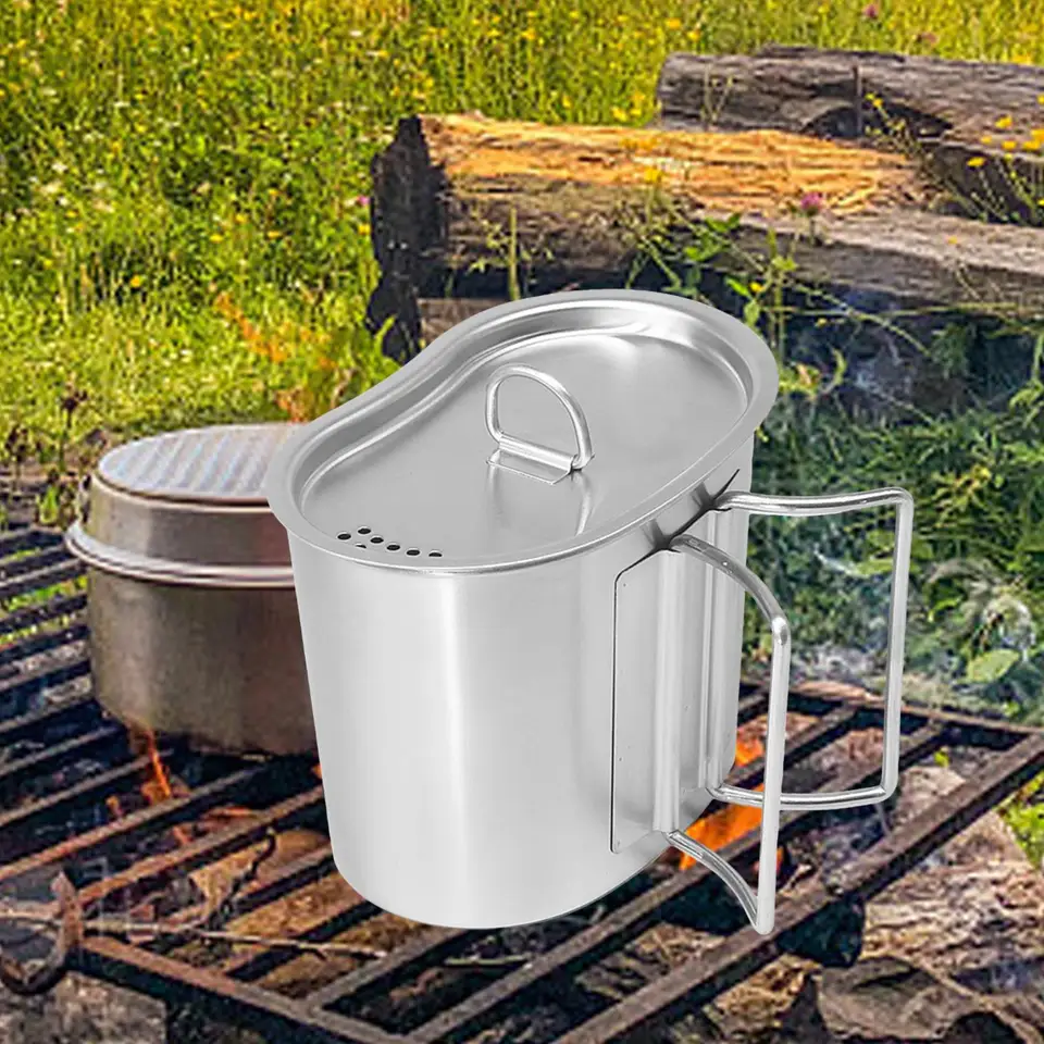 Kempingové hrnce náčinie ľahké s vekom naparujúcim hrncom pre cestovanie na pikniku BBQ