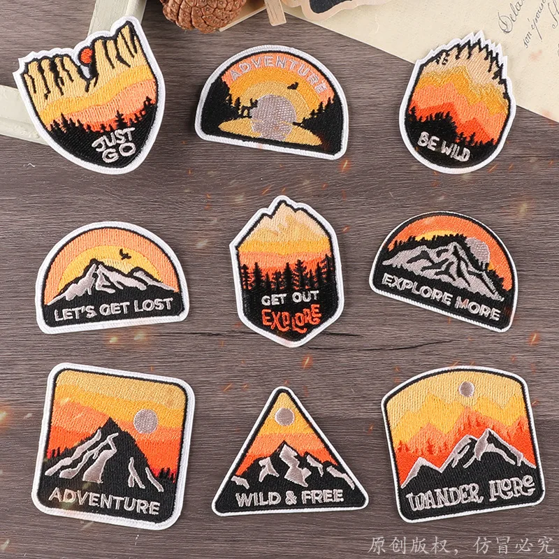 Kempingové slnečné okuliare Boy Scout Stan Mountain batoh vyšívané doplnky Odznak záplaty pre oblečenie vyšívané železo na taške