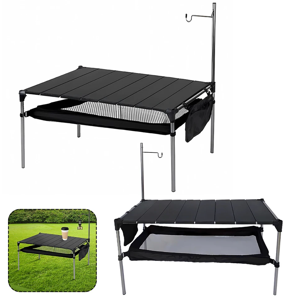 Kempingový hliníkový zliatinový stôl prenosný grilový stôl s multifunkčným piknikovým stolom pre piknik pre pikniku BBQ RV