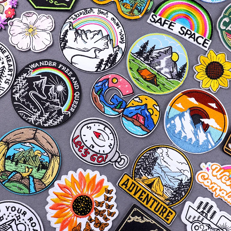 Kempovanie horského železa na záplatách DIY výšivky pre šaty pre odevy, bundu a batoh Adventure Fusible Patch