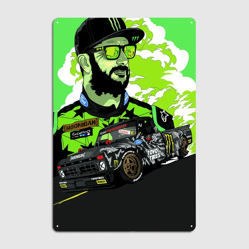 Ken Block Rally Car Racing Gamer Room Ozdobenie retro kovové značky pre krčmu klub Wall Decotion Decor Decor Art of Murals