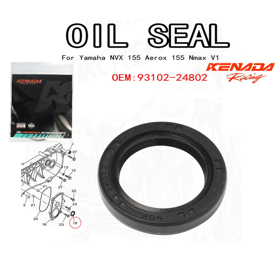 Kenada Racing CrankCase Oil Pečate pre Yamaha NVX 155 Aerox 155 NMAX V1