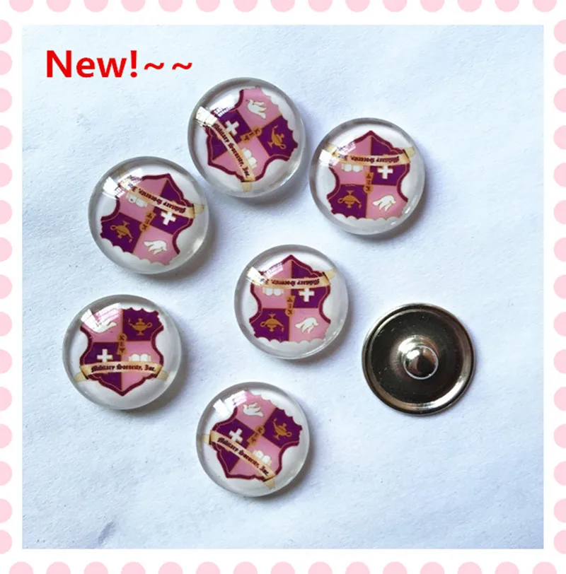Kep Shield Glass Glass Kov 18 mm šperky Diy Pink Purple Crest Snaps nálezy 10-20ks/šarža, Onc060