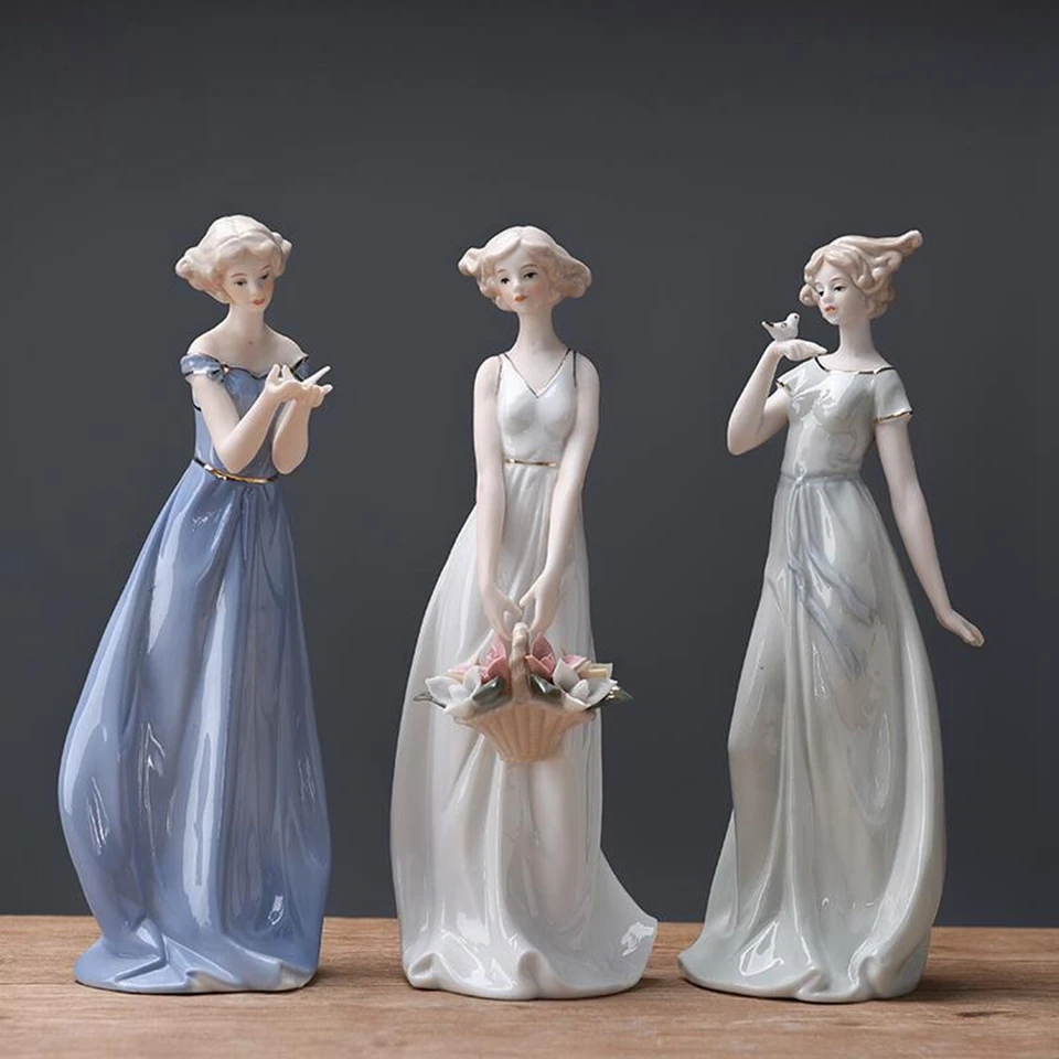 Keramická dievčina zbierka figuríny remeslá Porcelánová dáma socha dievča socha moderná pre kanceláriu Knižnica stolová spálňa skrinka