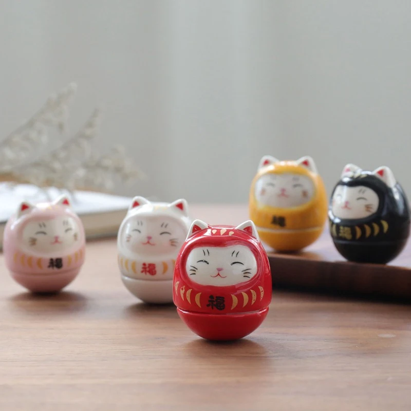 Keramická socha daruma Daruma Tumbler Crafts Japanese Style Lucky Cat Fortune Ornament Landscape Home Decor Doplnky darčeky