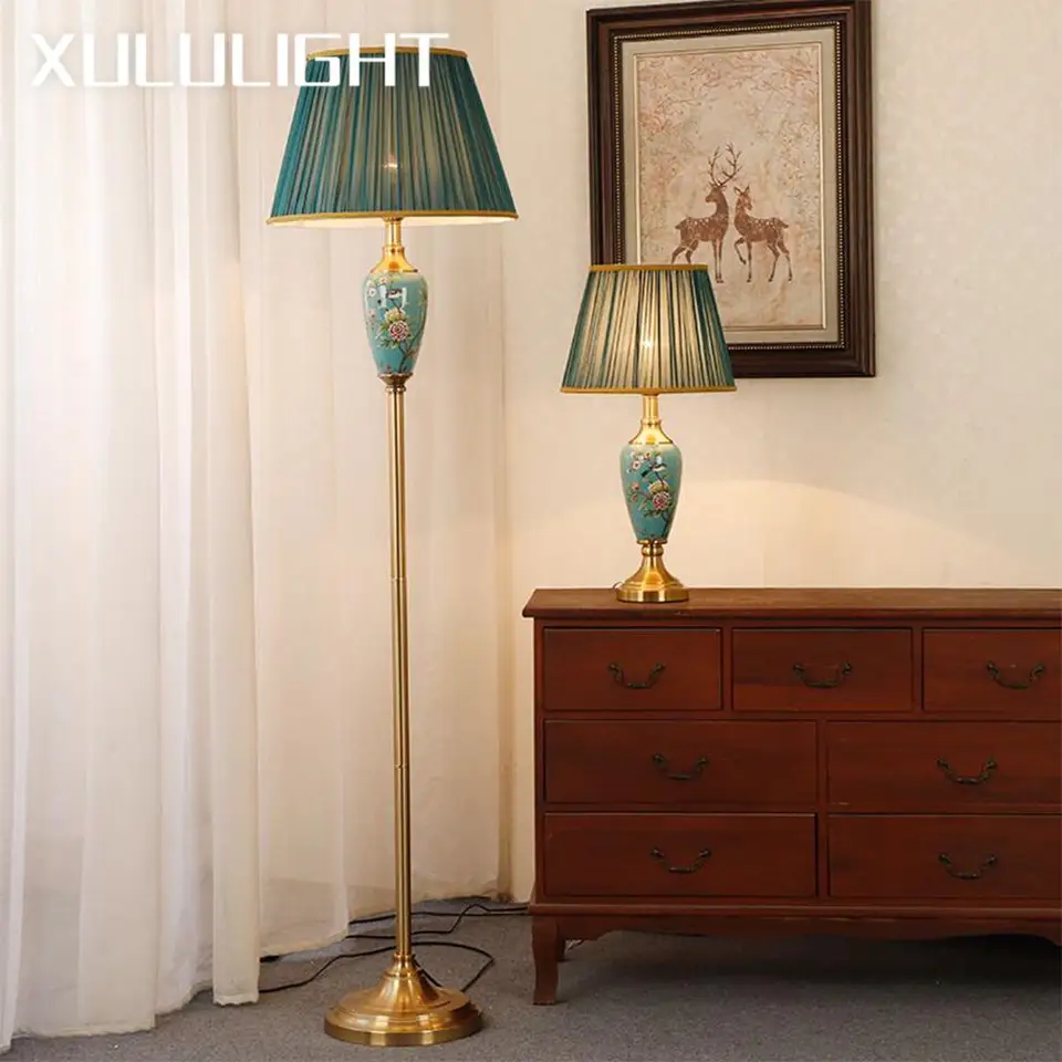 Keramická stolová lampa Domov dekorácie Sofas stojace svetlo európska retro stolová lampa obývacia izba poschodová lampa spálňa lôžko