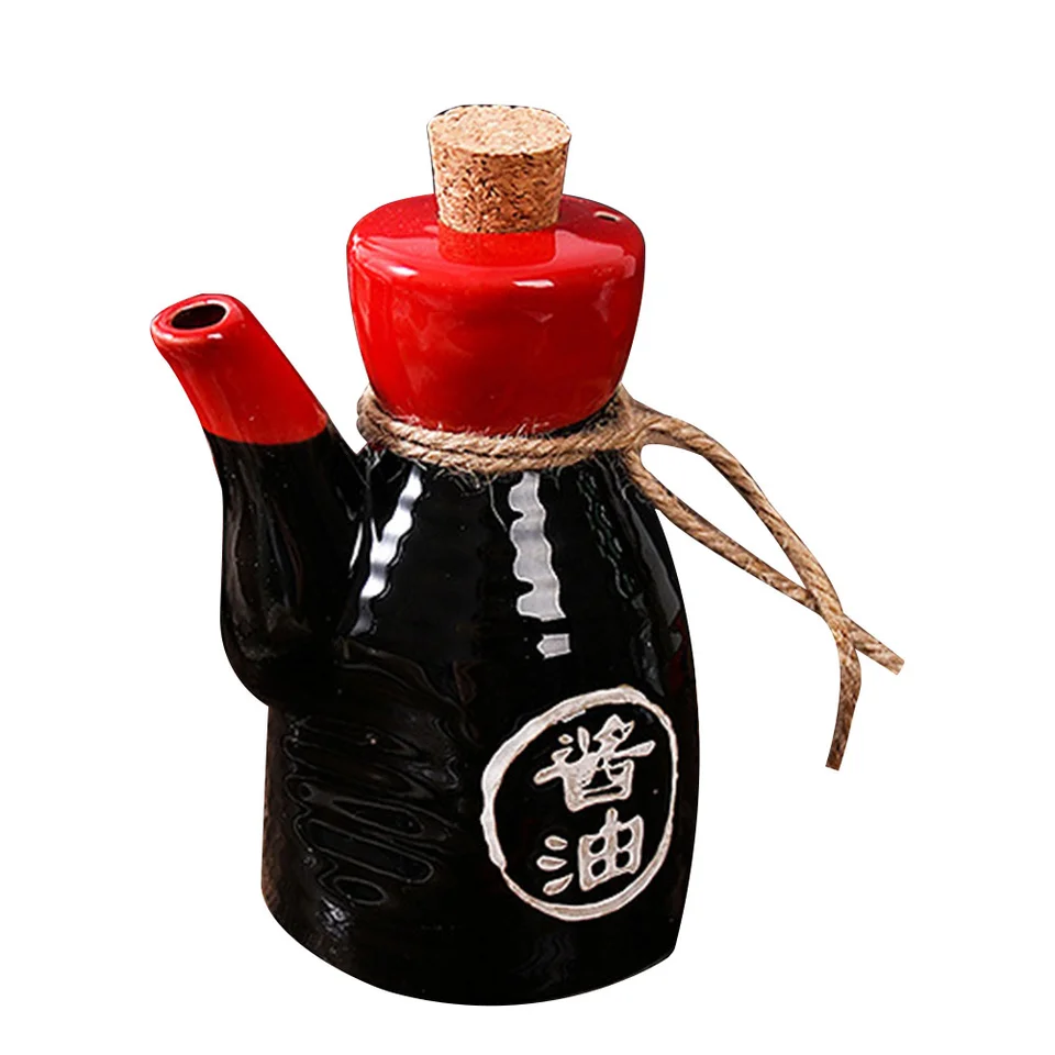 Keramická sójová omáčka fľaša na japonský štýl Olejový hrniec korenie Kvapalina Kvapalina Balsamic Ocot