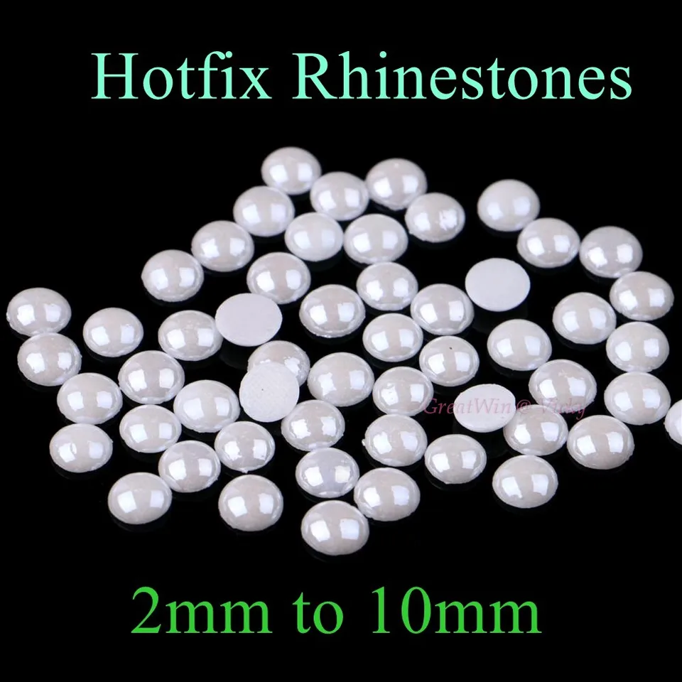 Keramický hotfix kamienok 3 mm až 10 mm biela farba Flatback Polymér Clay kamienky Hot Fix Strass Stones DIY Iron-on