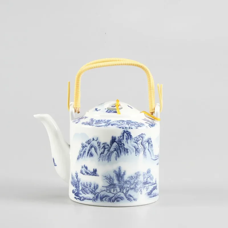 Keramický hrniec, kanvica, Jingdezhen modrá a biela porcelánová rukoväť, 800 ml