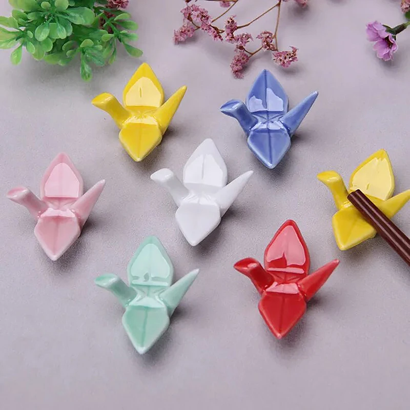 Keramický papierový žeriav Chopstick odpočinok paličky vidlice držiak na lyžicu večere Stojan Domáca dekorácia ozdoba Darček pre domácnosť