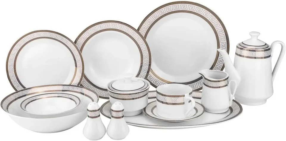 Keramický riadový riad set 57-pC banketový riad set luxusný jedáleň určený na každodenné alebo zábavné použitie