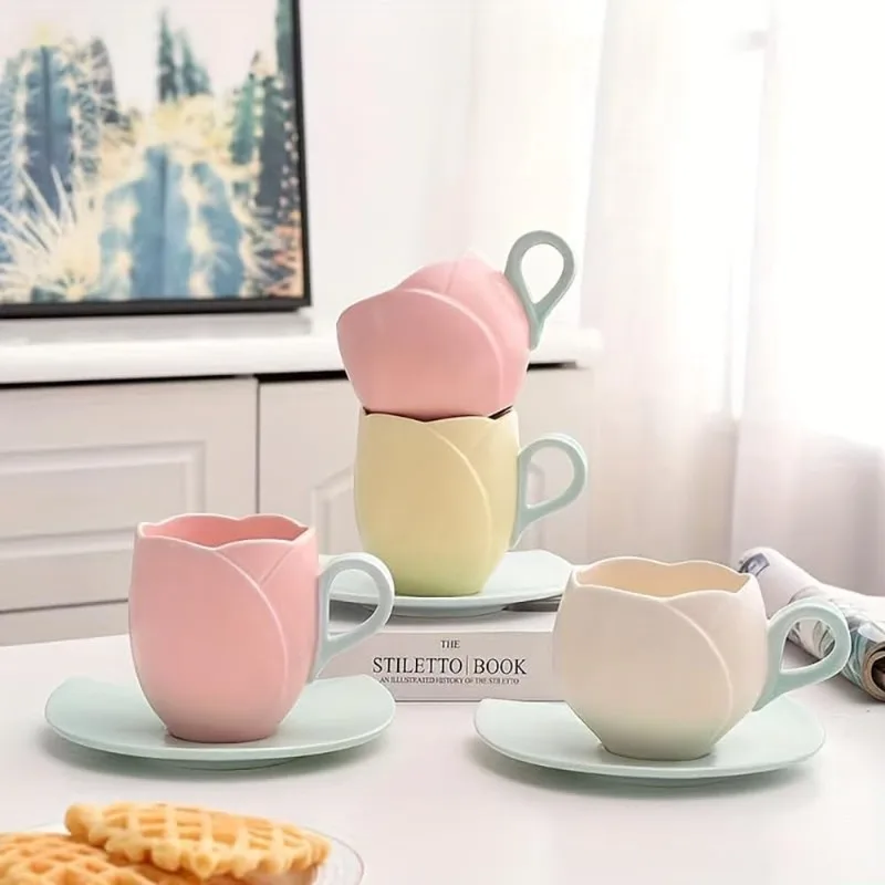 Keramický tulipány Káva hrnček Cute Tulip Tray Suits Luxshin