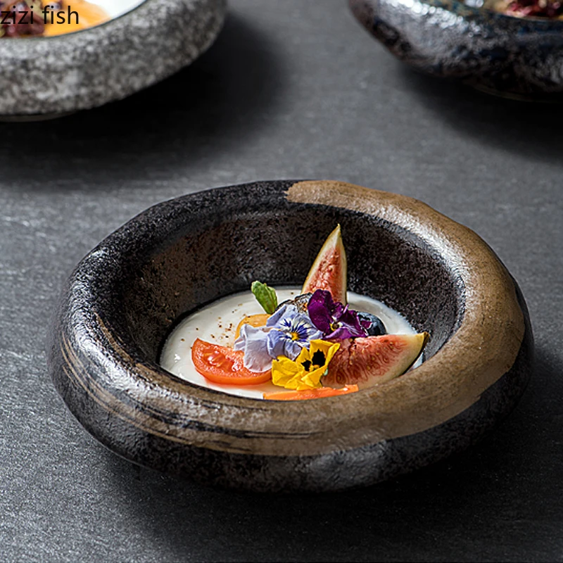 Keramika večera misa vintage okrúhla kruhová polievka povodie Pasta Plate Plate Domácne reštaurácia Snack Cukina Dezert Plate Noodle Bowls