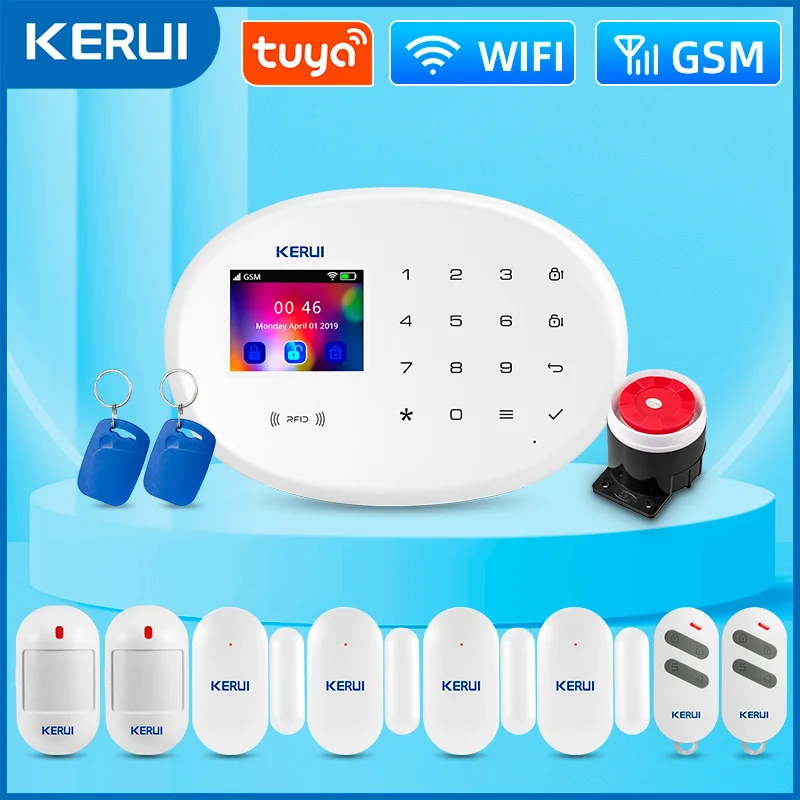 Kerui W202 Alarmový systém WiFi GSM Alarm Home Secutrity TUYA SMART MOWE DETEKTOR SENZOR DVERE SENZOR ZAMESTNANCA IP COMOANA Práca Alexa Google