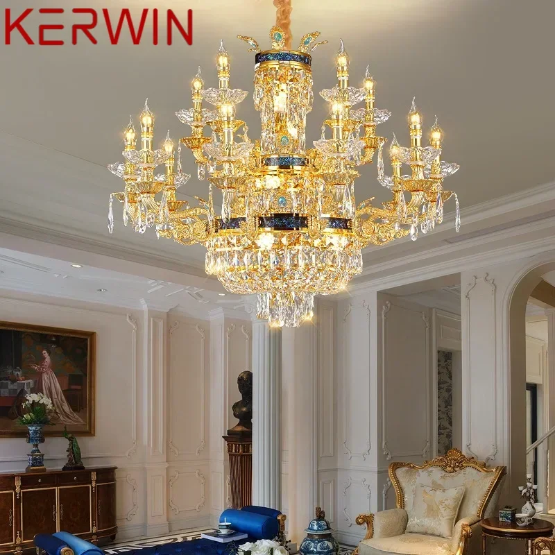 Kerwin Contemporary Luxury Crystal Pendens Lamp Európska obývacia izba reštaurácia Villa Hotel duplex schodisko luster