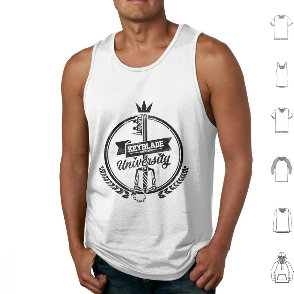 Keyblade University Graffiti Tank Tops Tlač bavlny Sora Riku Kairi Aqua Ventus Final Fantasy Fantasy Heartless