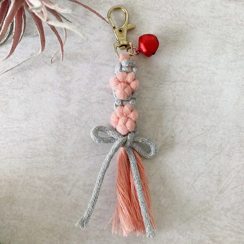 Keychain Mable Macrame, Key FOB popruh zápästie Lanyard Keyring, Boho Floral Daisy Cute Svadobný darček