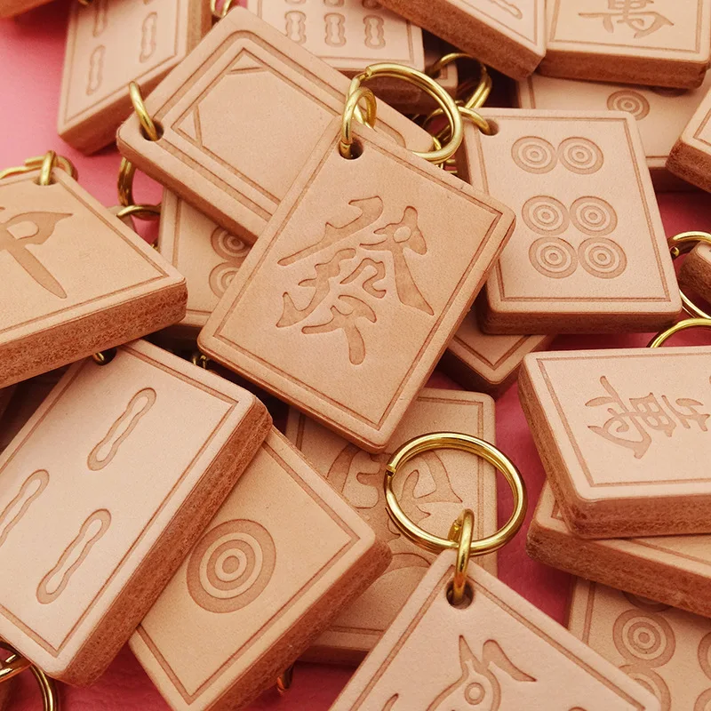 Keychain Mahjong Fashion Lucky Cute Mahjong Keyring Tradičný zelený čínsky štýl prívesok batohový dekor