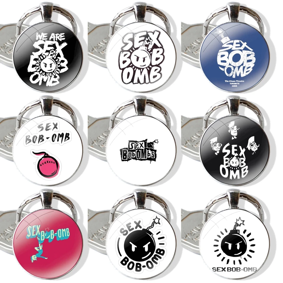 Keychain ručne vyrobený sklenený sklenený držiak kľúča kľúča kľúča Kľúčové reťazce sex bob Omb