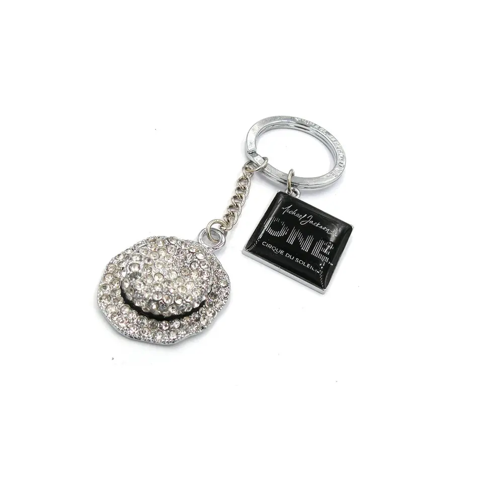 Keychain si pripomína kráľa popového Michaela Jacksona klobúku s kryštálmi a logom stereo metalové keychain módy