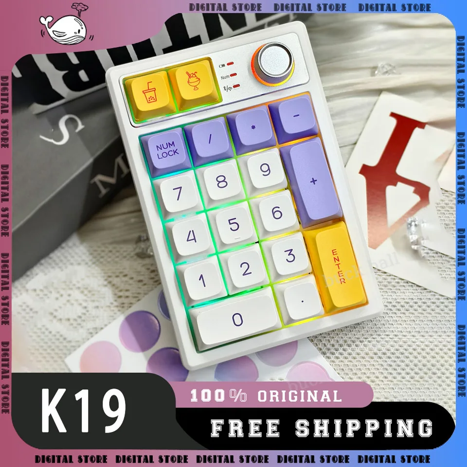 KeyCool K19 Keypad 3Mode 2.4g Bluetooth Wireless Keypad PBT 19Keys Čísla Popady pre PC počítačové doplnky dary