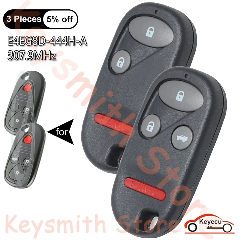 Keyecu 3 4 tlačidlá 307,9 MHz pre acura cl rl tl Mdx 2001-2006 Automatické upravené diaľkové ovládacie prvky FOB FCC ID: E4EG8D-444H-A