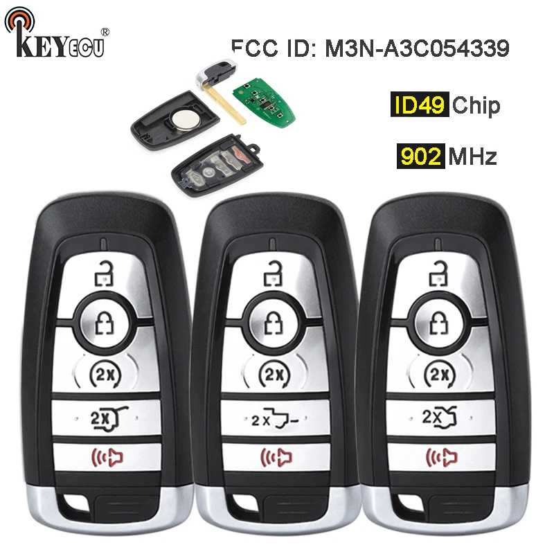 KEYECU 902MHZ ID49 Chip M3N-A3C054333 SMART REMOTTER KEY FOB pre FORD EDGE Mustang Lincoln Navigator Nautilus Aviator Corsair