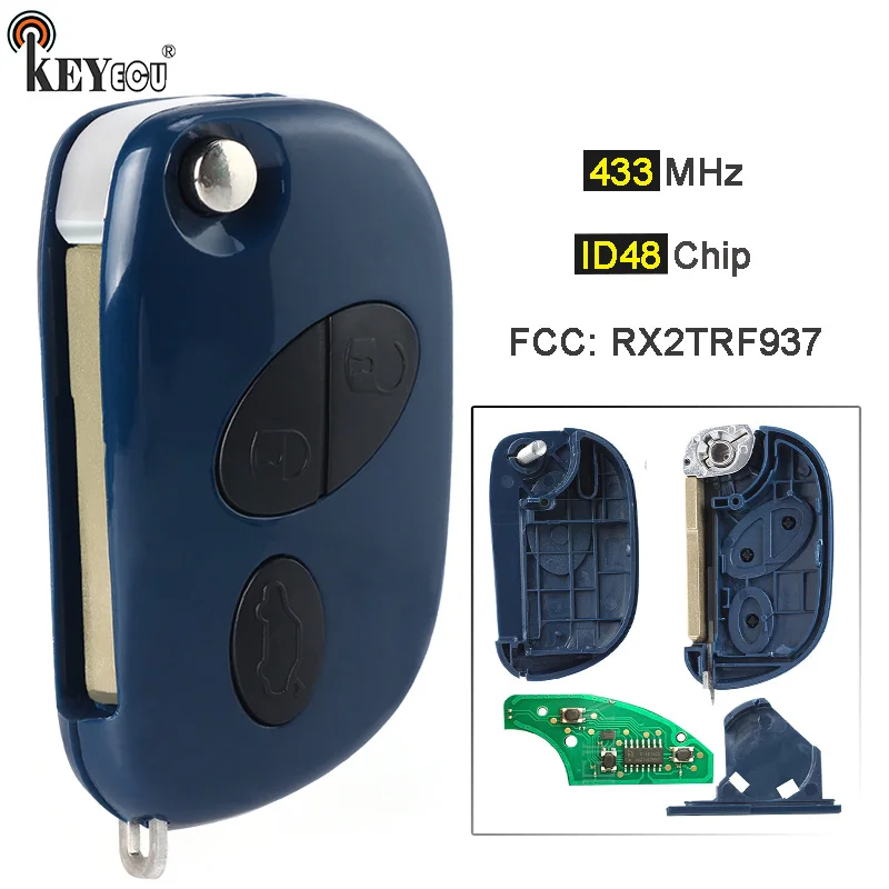 Keyecu Ask 433MHz ID48 ID čipu FCC: RX2TRF937 SMART DRAVE KLAW FOB FOR pre MASERATI GRANTURISMO QUATTROPORTE GRANCAB 2005-2017