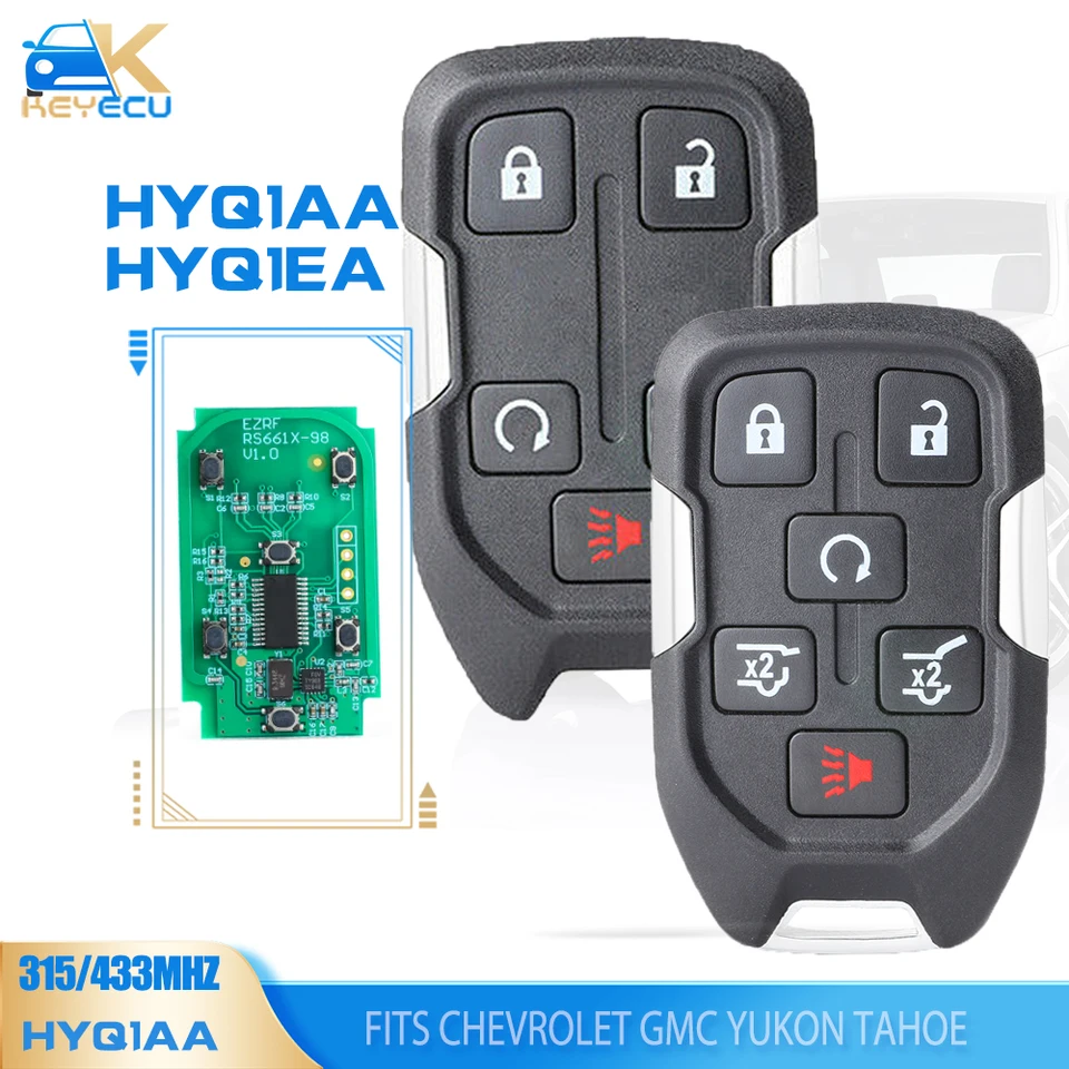 KEYECU HYQ1AA, HYQ1EA SMART CAR DISTATER KEY FOB pre 2015 2016 2017 2018 2019 2020 Chevrolet GMC Yukon Tahoe Suburban Silverado