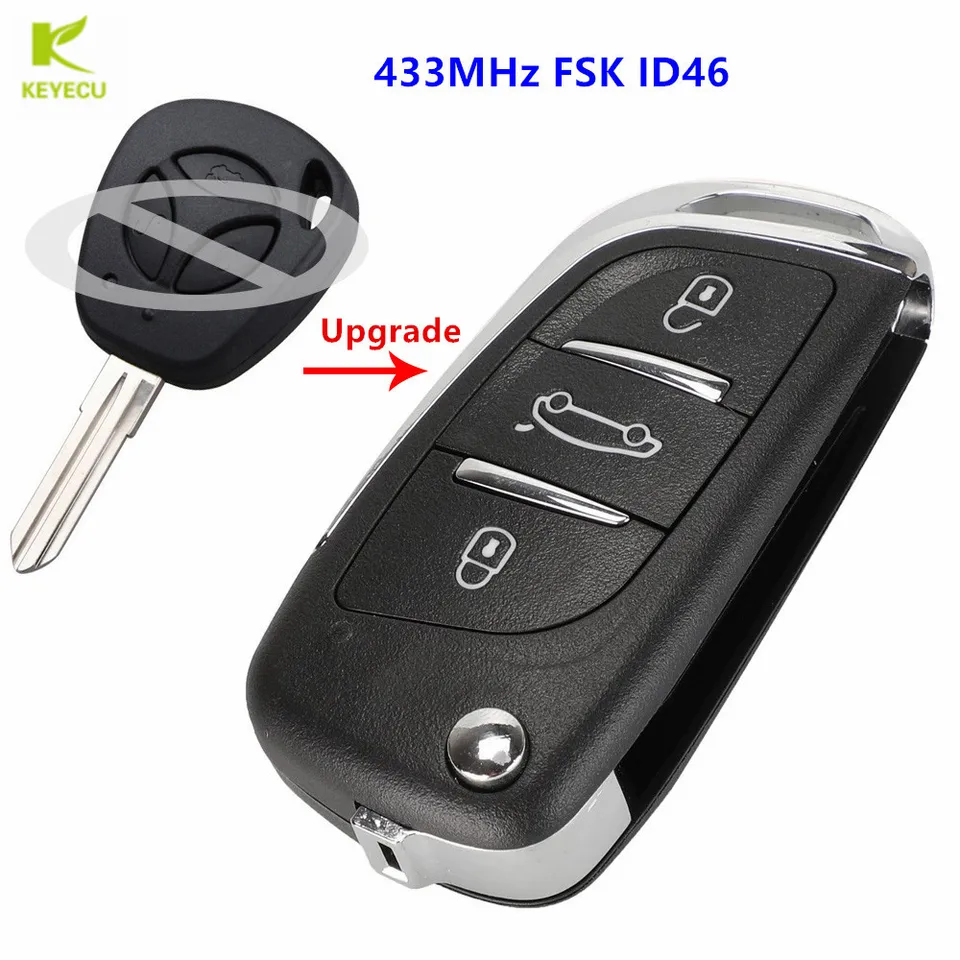Keyecu Inovácia Nový DIY Flip Remote Key 433MHz FSK ID46 Chip pre tlačidlá LADA prioru KALINA 3