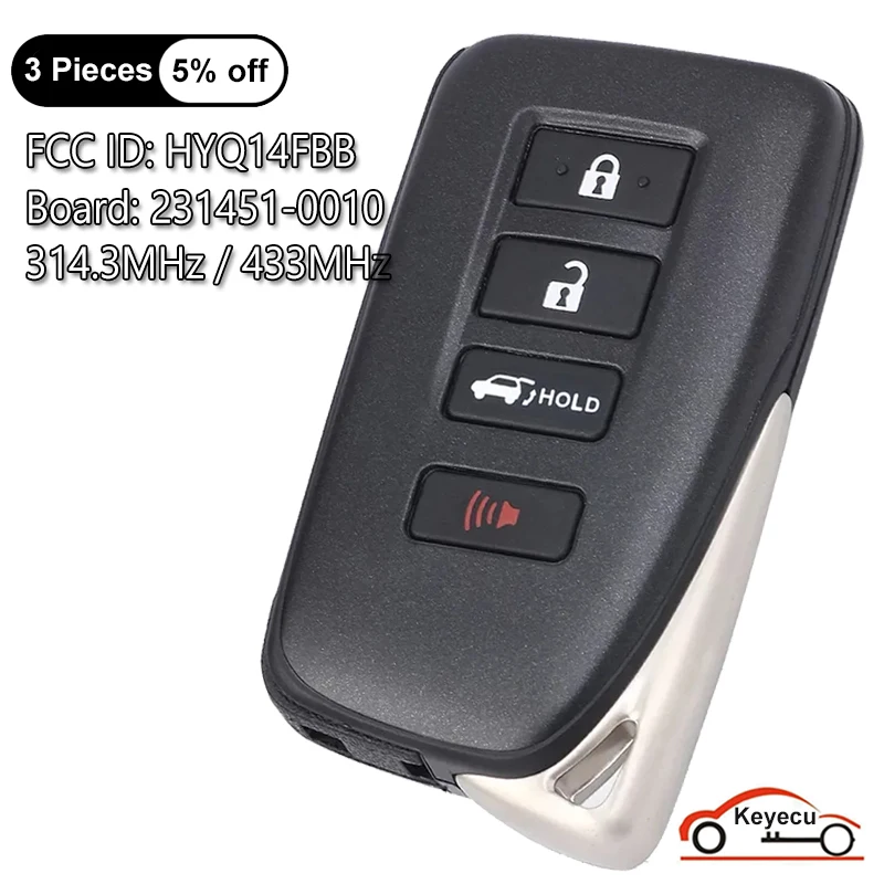 Keyecu inteligentný diaľkový diaľkový ovládací vozeň 314.3 MHz 8a Chip 4BTN pre Lexus RX350 RX450H 2016 2017 2018 2019 2020 HYQ14FBB 0010 G doska