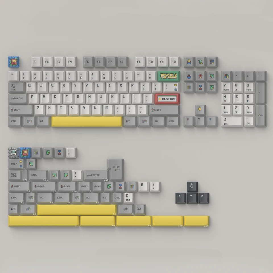 Keytok späť vo verzii hry Čerešňový profil Dye Subcap Set Suct PBT pre klávesnicu 87 TKL 104 ANSI BM60 CSTC75 BM65