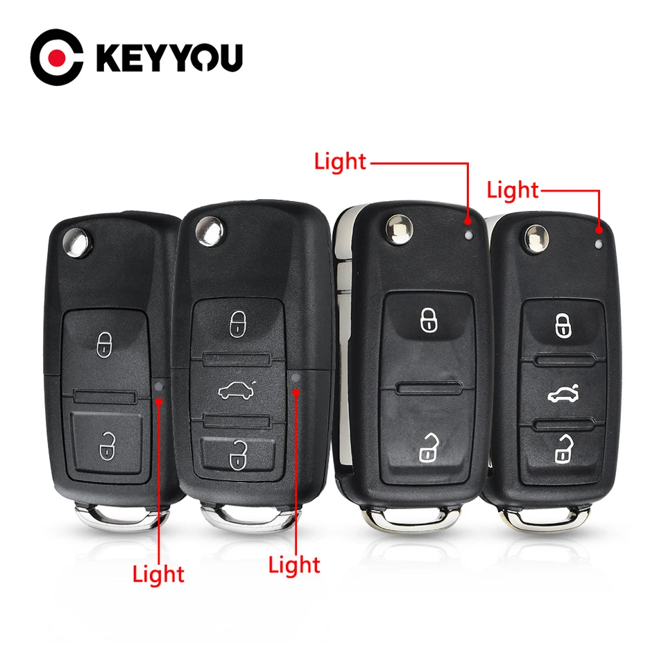 Keyyou 1ks pre Volkswagen VW Polo Passat B5 Tiguan Golf Seat Skoda Auto 2/3 Skladacie auto Skladacie auto Flip Key Flip Key Shell