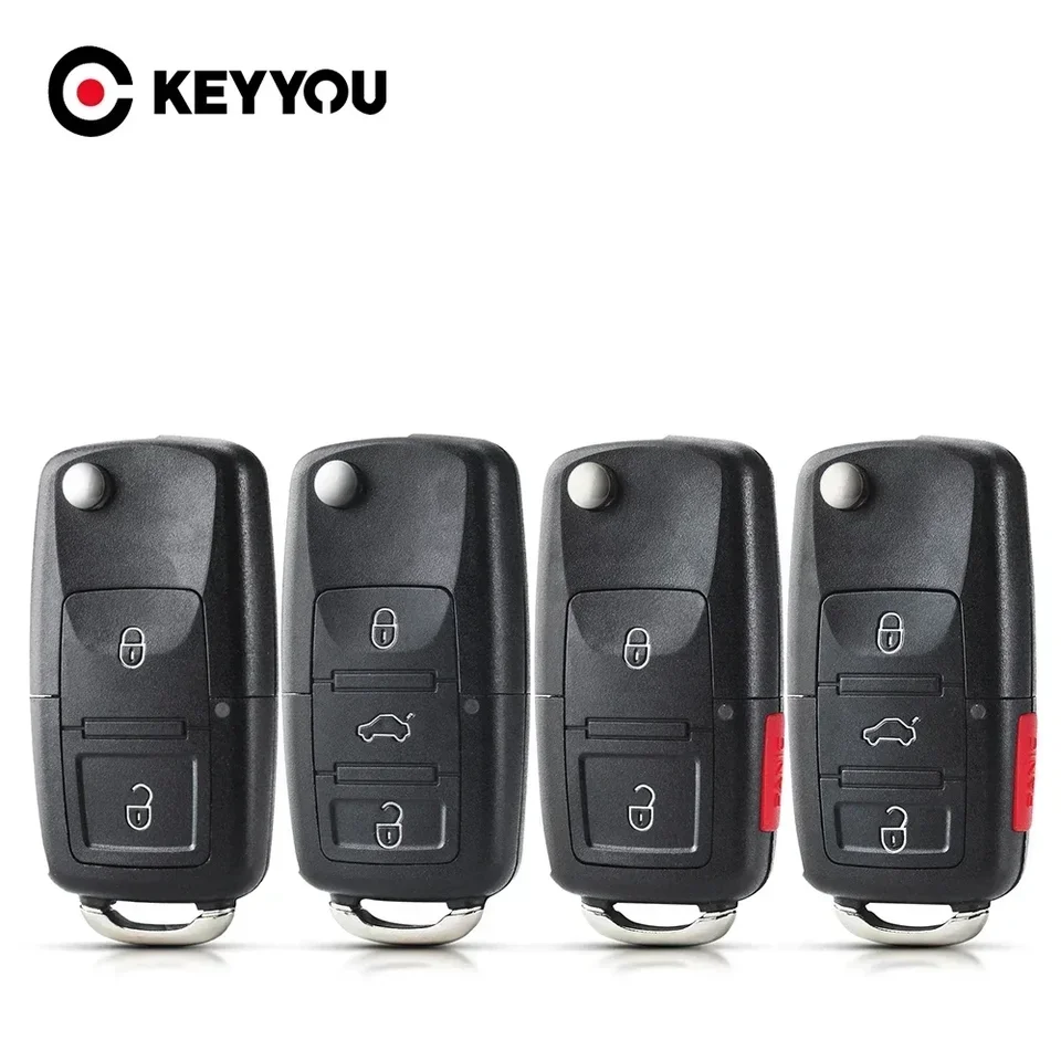 Keyyou 1pcs 2/3/4 BTN Flip Remote Key puzdro pre VW Polo Passat B5 B6 Tiguan Golf 4 5 SEAT SKODA HU66 BLADE