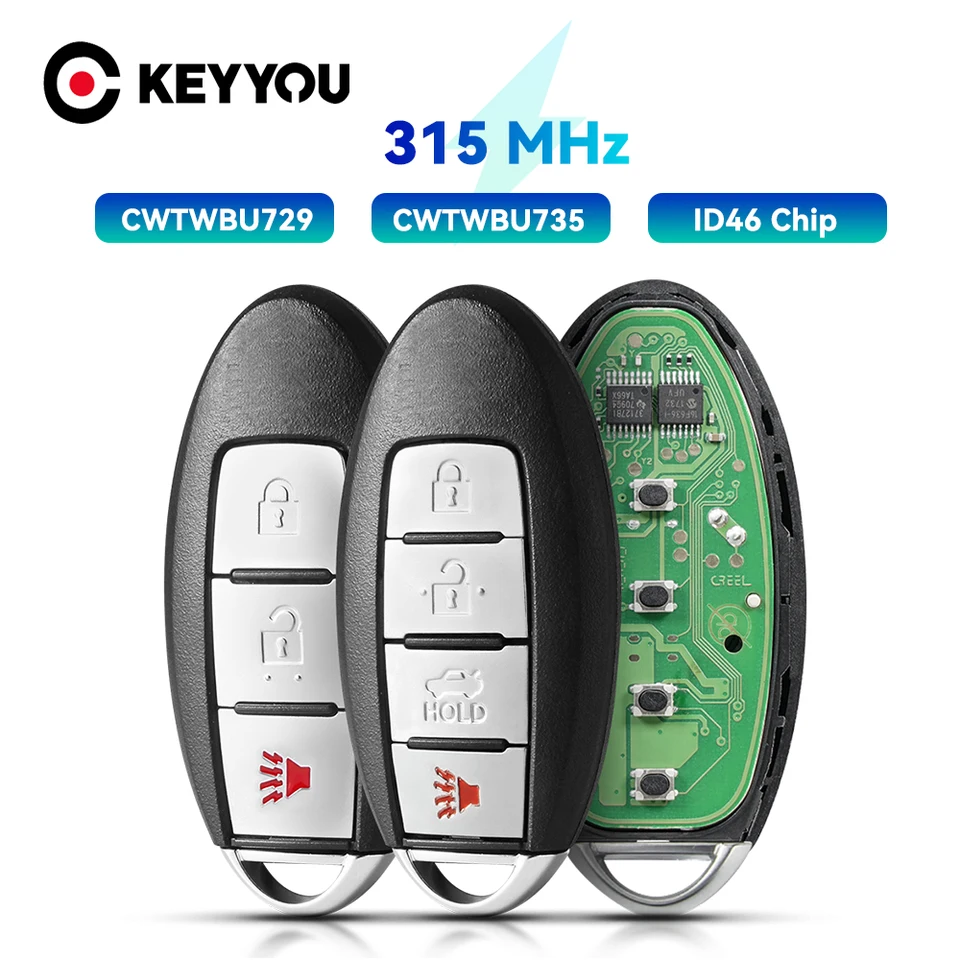 Keyyou 1pcs CWTWBU729 CWTWBU735 pre Nissan Tiida Teana Altima Maxima Armada XTRAIL Pathfinder Rogue Versa Versa Remote Car Key