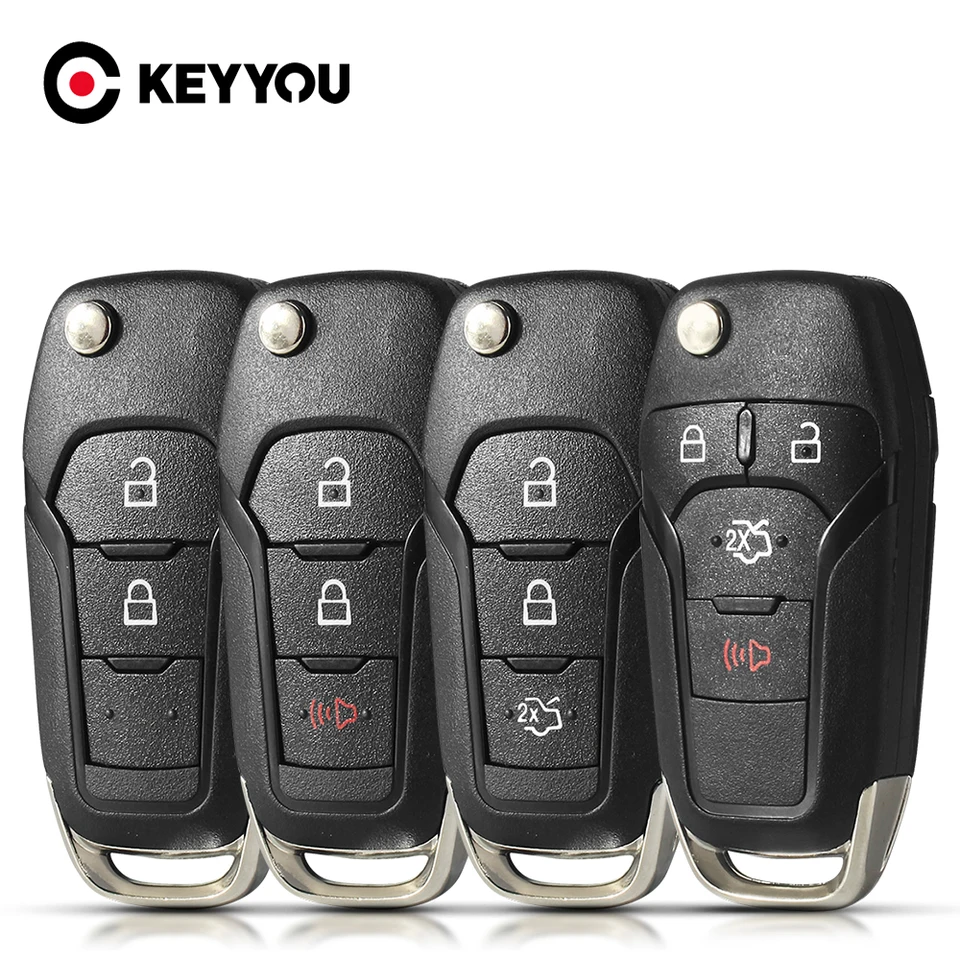 Keyyou 2/3/4 Tlačidlá skladanie Flip Diaľkové vozidlo Kľúčok s obalom na kľúče pre obaly FOB FOB pre Ford Fusion Edge Explorer 2013 2014 2015 HU101