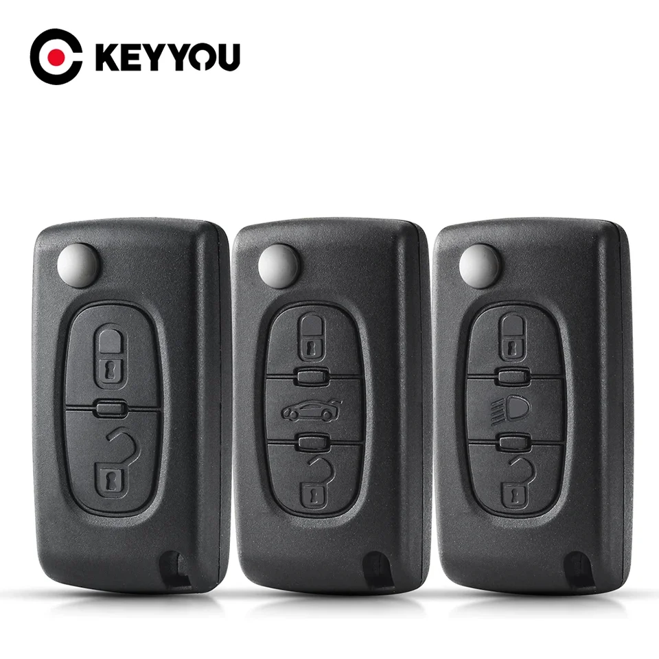 Keyyou 2/3 tlačidlá pre Peugeot 207 307 308 407 607 807 pre Citroen C2 C3 C4 C6 C6 Flip Car Key Shell