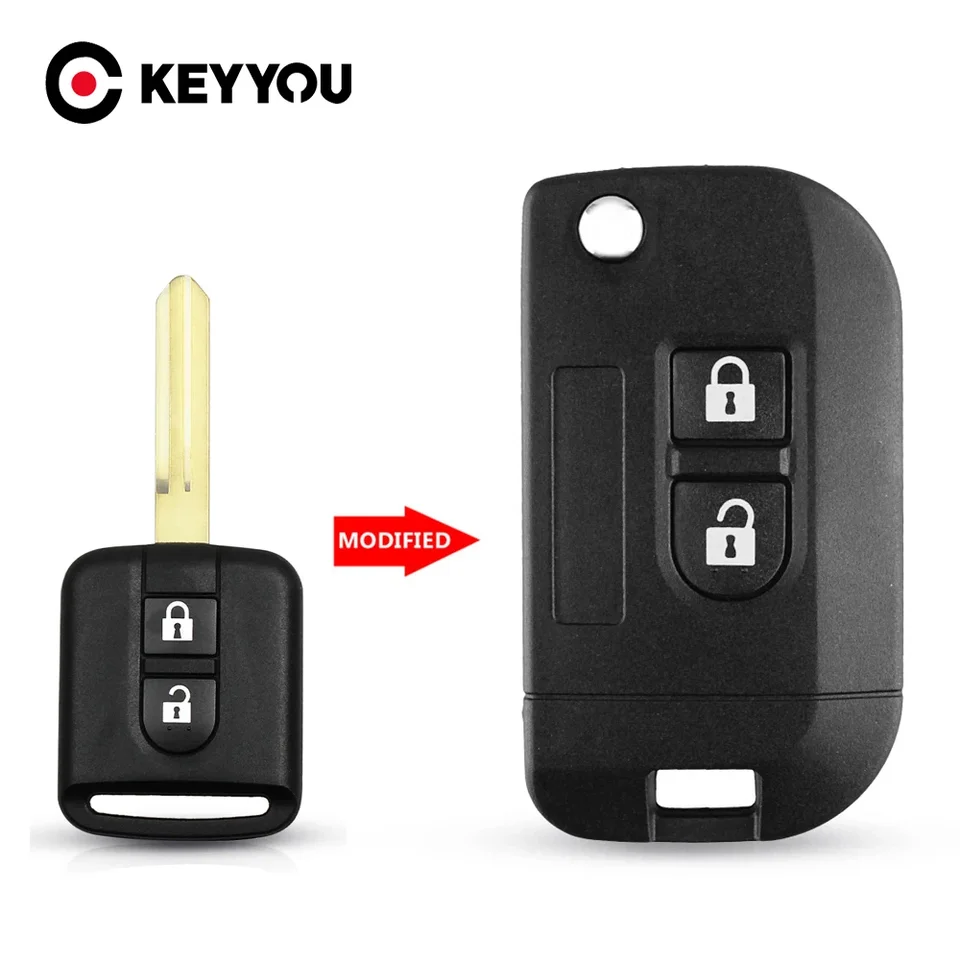 Keyyou 2 tlačidlá upravené skladacie skladacie puzdro pre diaľkové auto pre Nissan Qashqai Primerra Micra Navara ALMERA POZNÁMKA SUNNY