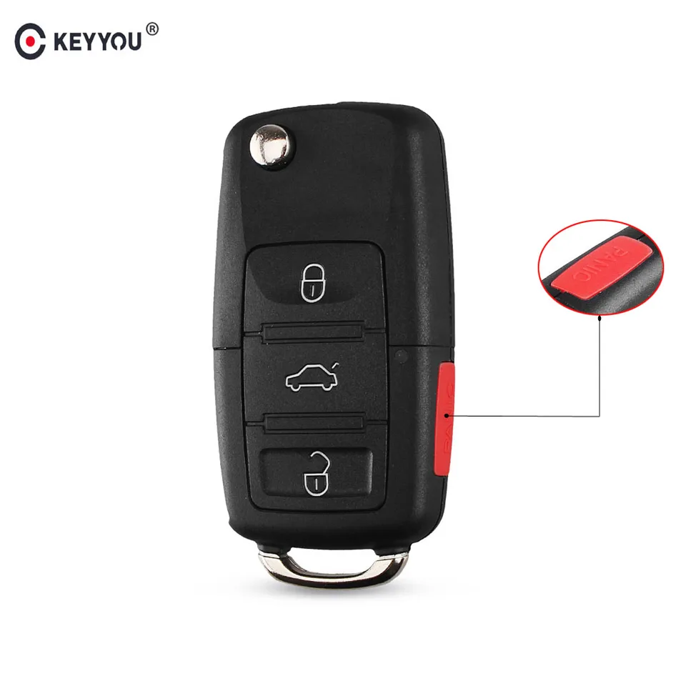 Keyyou 3+ 1 Panika 4 tlačidlá Flip Dzdáv na diaľkový kľúč Fit Fit for Volkswagen VW Touareg Switchblade Flip Case FOB