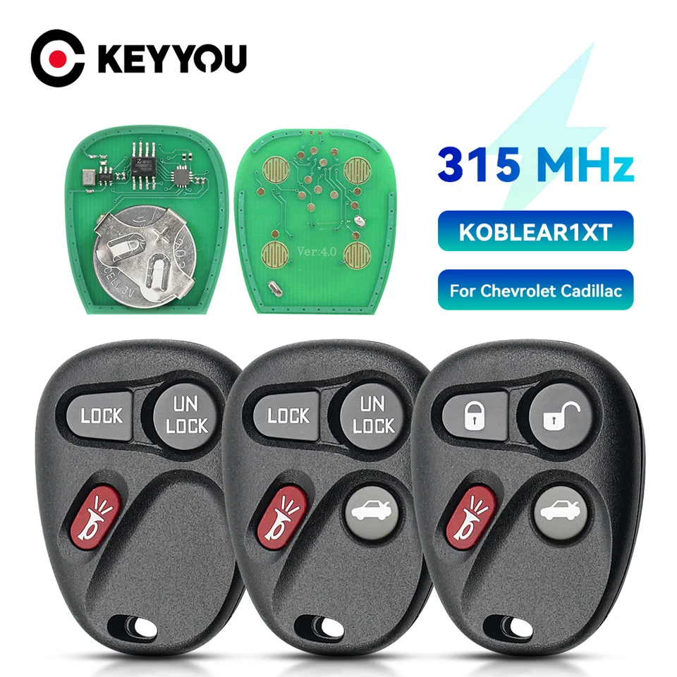 Keyyou diaľkové kľúče vstupné kľúče FCC ID KOBLEAR1XT FOB pre Chevrolet Corvette 2001 2002 2003 2004 Silverado 1500 2500 3500 315 MHz