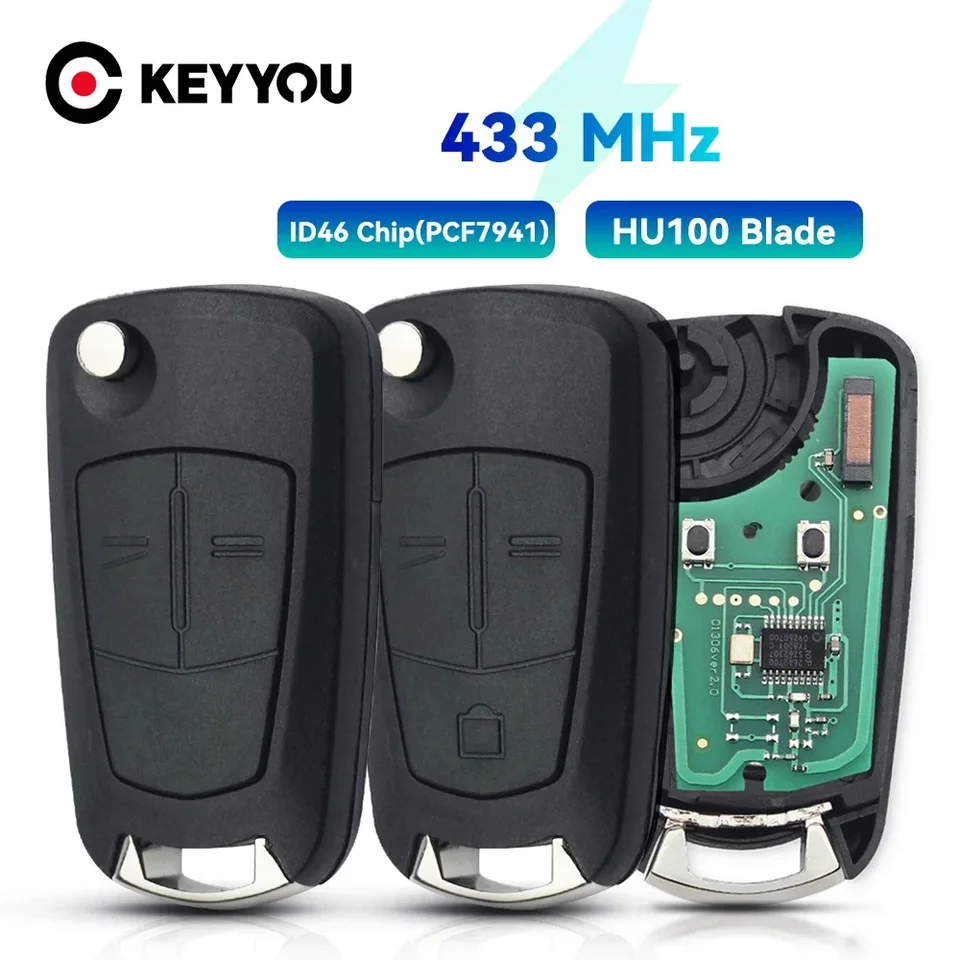 Keyyou flip diaľkové auto kľúč 433 MHz PCF7941/7946 pre Opel Vauxhall Astra H Zafira B 2005-2013 Corsa D Vectra C 2/3 tlačidlá