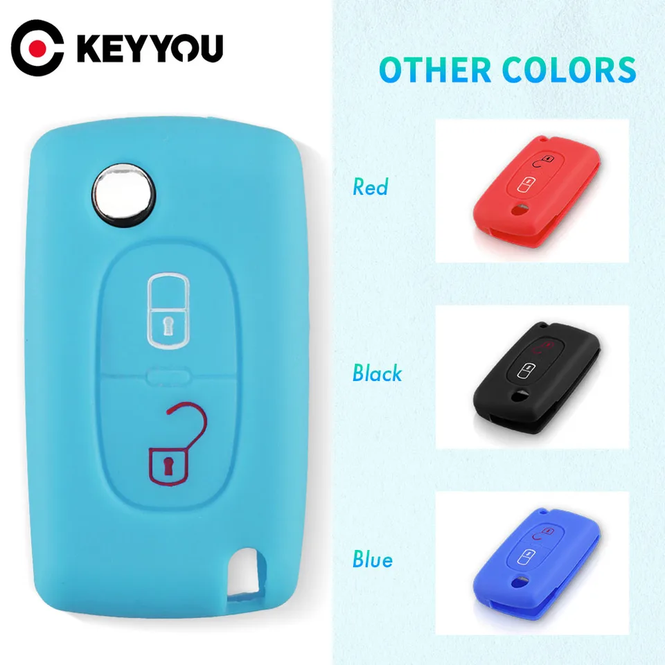 Keyyou Key Rings Silikone Car Key pre Peugeot 308 207 307 807 pre Citroen C3 Picasso C-Crosser C4 C8 Flip Key Cover