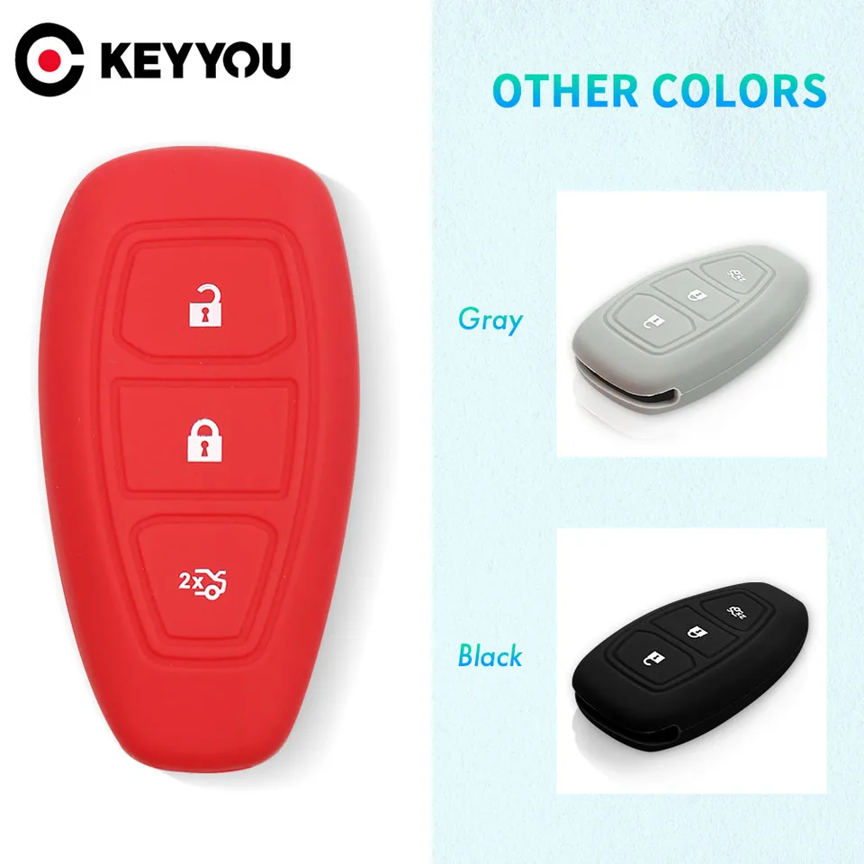 Keyyou nahradenie silikónového krytu automobilu Kľúč pre Ford Mondeo Fiesta Kuga Focus EcoSport Titanium FOB Diaľkový kľúče Chránič kľúča